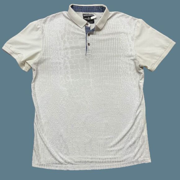 Barabas Snake Skin Print White Navy Polo Shirt Short Sleeve Men's Extra Large - Picture 1 of 9